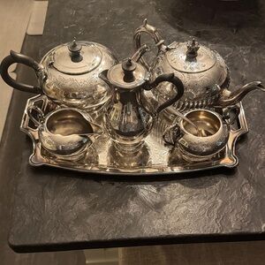 Elegant Sheffield Silver Tea Set with Tray